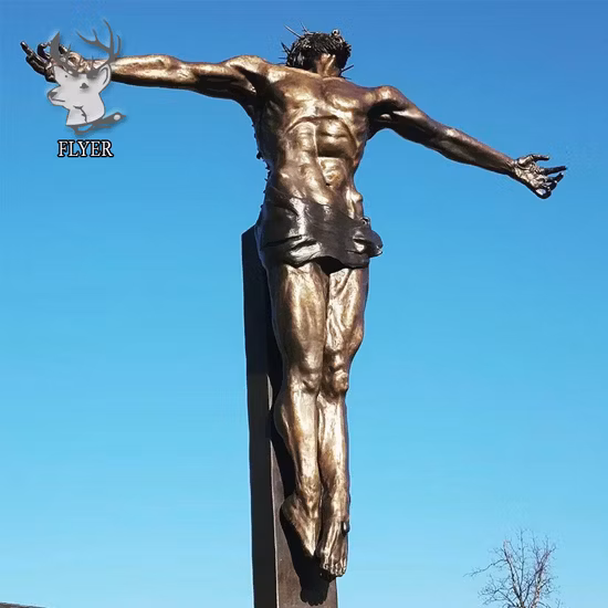 Church Religious Metal Jesus Christ Cross Statue Life Size Outdoor Lost Wax Casting Bronze Jesus Sculpture