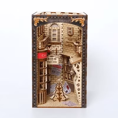 3D Wooden Puzzle Bookend DIY Book Nook Kit Decorative Bookend