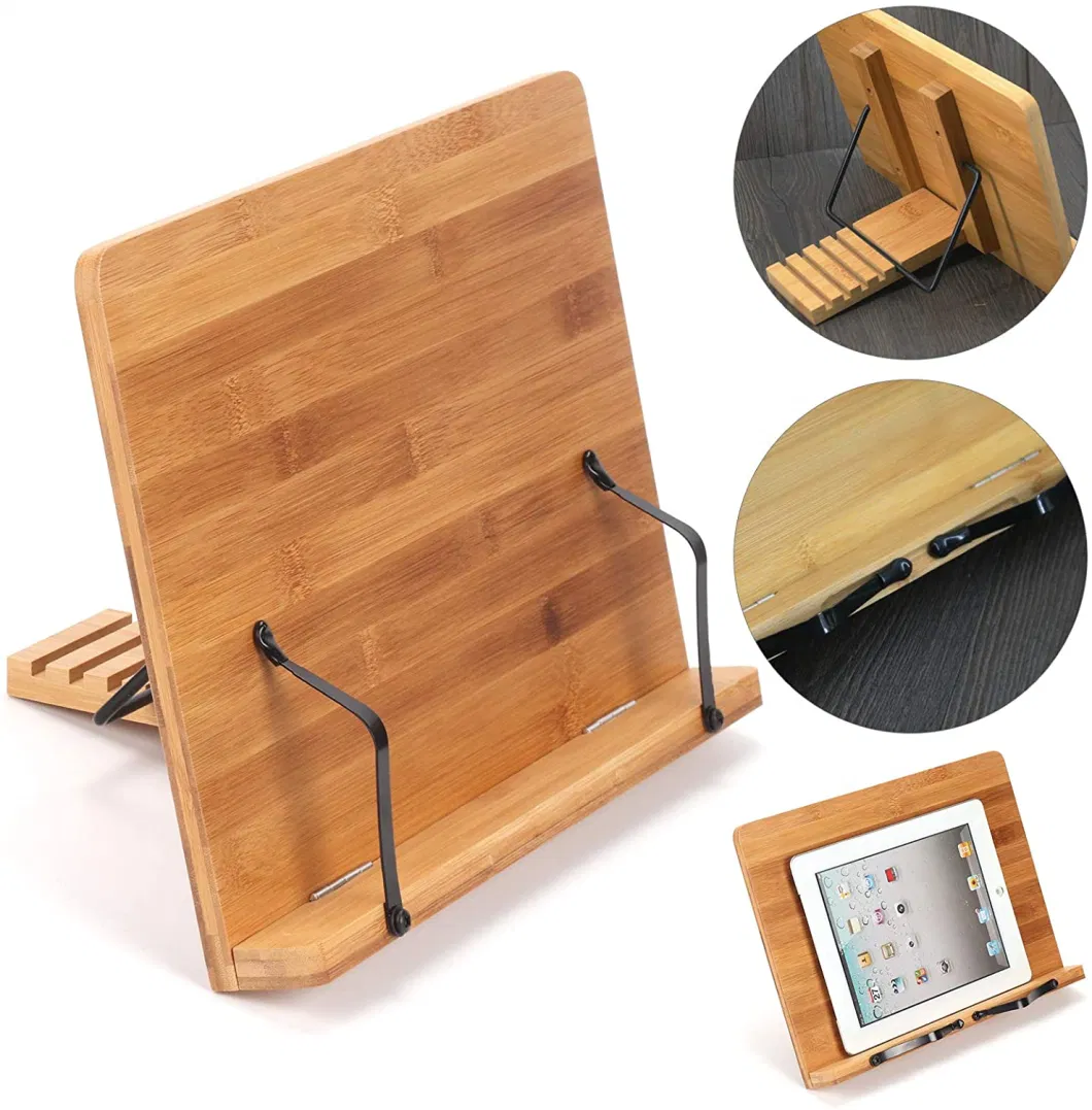 Kitchen Foldable Bookstand Holder Eco-Friendly Bamboo Bookends